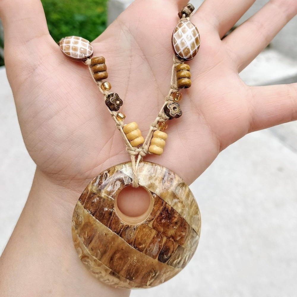 Unique Macrame Hemp Beaded Necklace